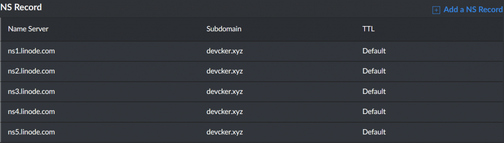 Linode NS Record