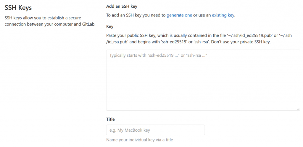 gitlab add ssh key